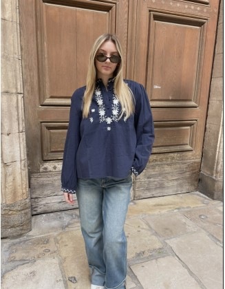 Chemise bleu marine avec...