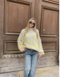 Pull crème à rayures jaunes...